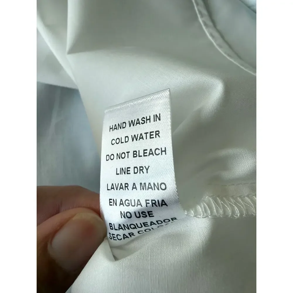 Entro NWT Off White Blue Embroidered Bubble Sleeve Blouse S